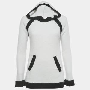 Pre Owned Louis Vuitton White Knit Long Sleeve Hoodie M