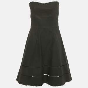Pre Owned Louis Vuitton Black Cotton Strapless Mini Dress M