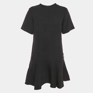 Pre Owned Louis Vuitton Black Wool Blend Flounce Mini Dress M