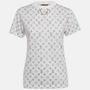 Pre Owned Louis Vuitton White Monogram Cotton T-Shirt XS