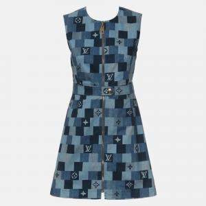 Pre Owned Louis Vuitton 2020 S/S Monogram Denim Sleeveless Dress Size M
