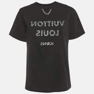 مملوكة مسبقًا Louis Vuitton Black Icons Print Cotton Crewneck T-Shirt M