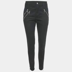 Pre Owned Louis Vuitton Black Denim Zipper Detail Slim Fit Jeans M Waist 28"