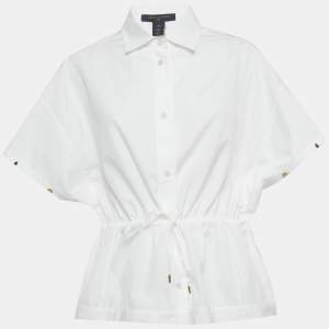 Pre Owned Louis Vuitton White Cotton Waist Tie Detail Oversized Shirt L