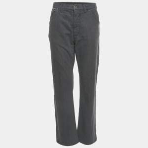 Pre Owned Louis Vuitton Grey Denim Straight Leg Jeans L/Waist 32"