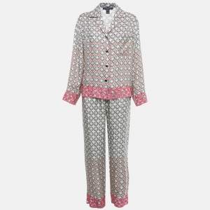 Pre Owned Louis Vuitton Black/White Monogram Print Silk Set S