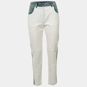 Pre Owned Louis Vuitton White Two Toned Denim Slim Fit Jeans M Waist 31"