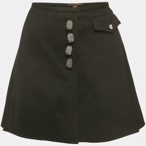 مملوكة مسبقًا Louis Vuitton Black Wool Metal Detail Mini Skirt M