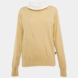 Pre Owned Louis Vuitton Beige Wool Knit High Neck Sweatshirt  S