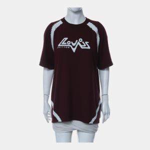 Pre Owned قميص لوي فيتون قطن بورجوندي طوق دائري حياكة انتارسيا