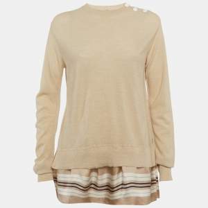 مملوكة مسبقًا Louis Vuitton Beige Wool Knit Sweater M
