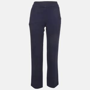 Pre Owned Louis Vuitton Navy Blue Crepe Straight Fit Trousers M