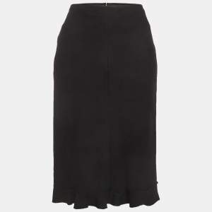 Pre Owned Louis Vuitton Black Wool Pencil Skirt M