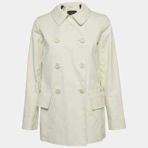 مملوكة مسبقًا Louis Vuitton Off-White Gabardine Double Breasted Trench Coat S