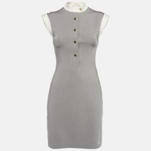 مملوكة مسبقًا Louis Vuitton Grey Stretch Jersey Sleeveless Mini Dress S