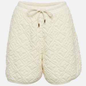 مملوكة مسبقًا Louis Vuitton Cream Monogram Embossed Terry Shorts M