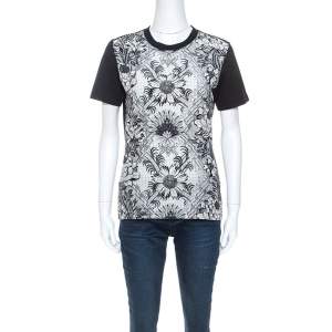 Louis Vuitton Black Printed Silk Crew Neck T-Shirt S