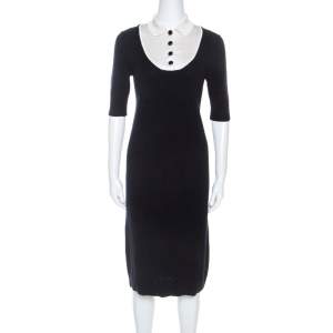 Louis Vuitton Midnight Cashmere Blue Contrast Collar Dress S