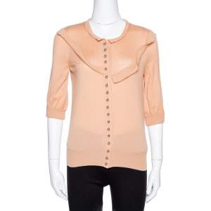 Louis Vuitton Pale Orange Cashmere Button Front Cardigan S