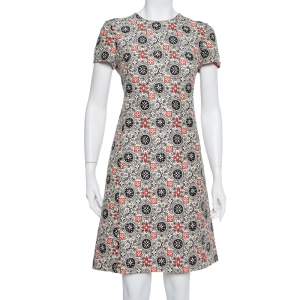 Louis Vuitton Cream Wool & Silk Logo Monogram Shift Dress M