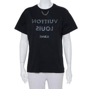 Louis Vuitton Black Icons Printed Cotton Crewneck T-Shirt L