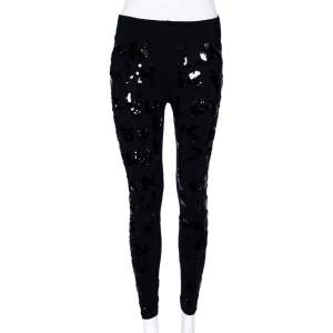 Louis Vuitton Black Knit Sequin Embellished Leggings S