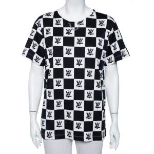 مملوكة مسبقًا Louis Vuitton Monochrome Twist Lock Printed Crewneck T-Shirt XL