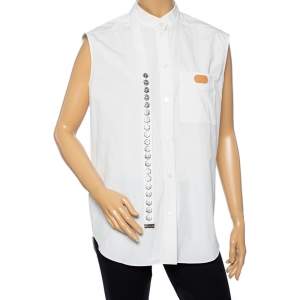 Louis Vuitton White Cotton Neck Strap Detail Sleeveless Oversized Shirt S