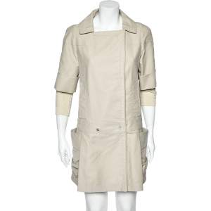Louis Vuitton Beige Cotton & Wool Inset Detailed Trench Coat S