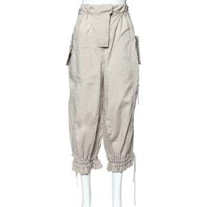 Louis Vuitton Beige Cotton Cargo Pocket Detail Capri Pants S