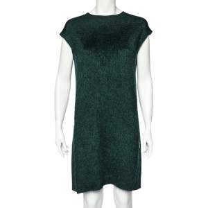 Louis Vuitton Green Wool & Mohair Paneled Short Dress M