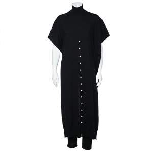 Louis Vuitton Black Cashmere Button Front Cape S