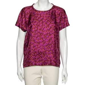 Louis Vuitton Pink Stephen Sprouse Leopard Print Silk Blouse M