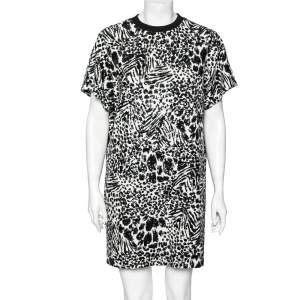 Louis Vuitton White Abstract Sequin Embellished Silk T-Shirt Dress M 