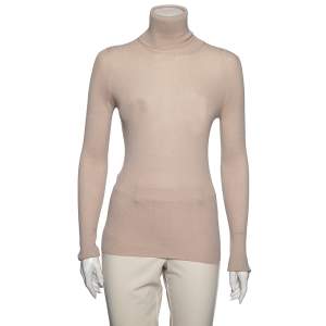 Louis Vuitton Beige Rib Knit Turtleneck Sweater M