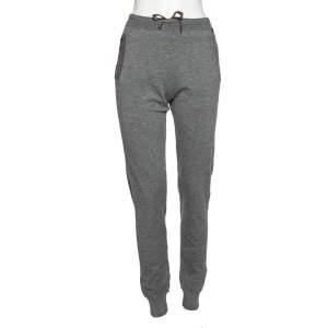 Louis Vuitton Grey Cashmere Monogram Pockets Sweatpants S