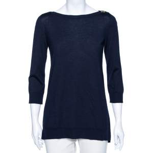 Louis Vuitton Navy Blue Wool Crew Neck Sweater M
