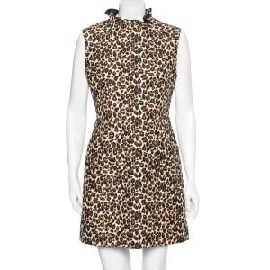 Louis Vuitton Multicolor Printed Wool Ruffle Trim Detail Dress M