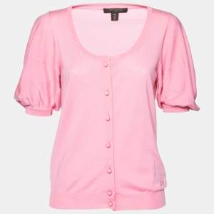 Louis Vuitton Pink Knit Button Front Cardigan XL