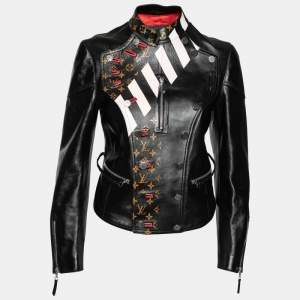 Louis Vuitton Black Leather Monogram and Studded Jacket M