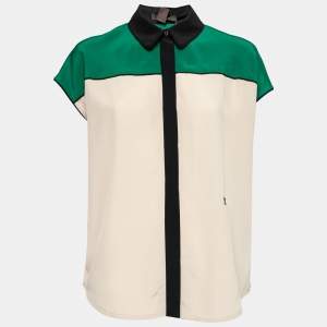 مملوكة مسبقًا Louis Vuitton Colorblock Silk Button Front Sleeveless Blouse M