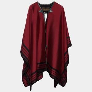 Louis Vuitton Burgundy Cashmere Silk Tie Up Poncho ( One Size )