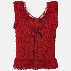 Louis Vuitton Red Wool & Cashmere Knit Sleeveless Sweater S