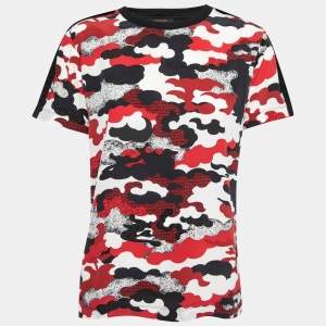 Louis Vuitton Black Printed Silk & Cotton Paneled Short Sleeve T-Shirt L