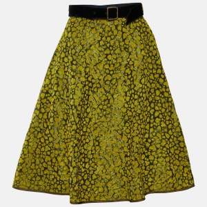 Louis Vuitton Yellow Metallic Devore Midi Skirt S