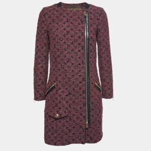 Louis Vuitton Burgundy Tweed Long Coat S