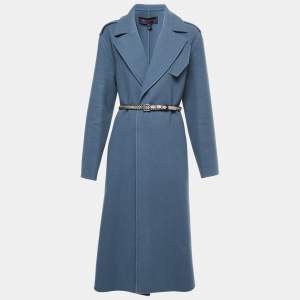 Louis Vuitton Dark Blue Wool & Silk Long Coat L