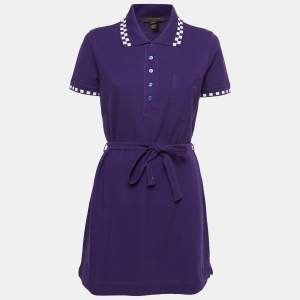 Louis Vuitton Purple Cotton Polo T shirt Dress M