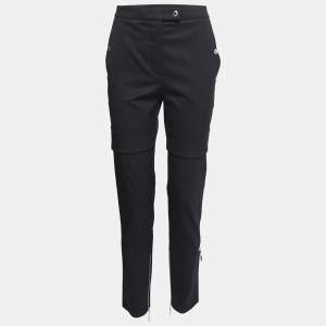Louis Vuitton Black Crepe Wool Zip Detail Trousers M