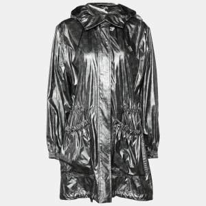 Louis Vuitton Metallic Grey Metallic Coated Modal Hooded Zip Front Jacket M